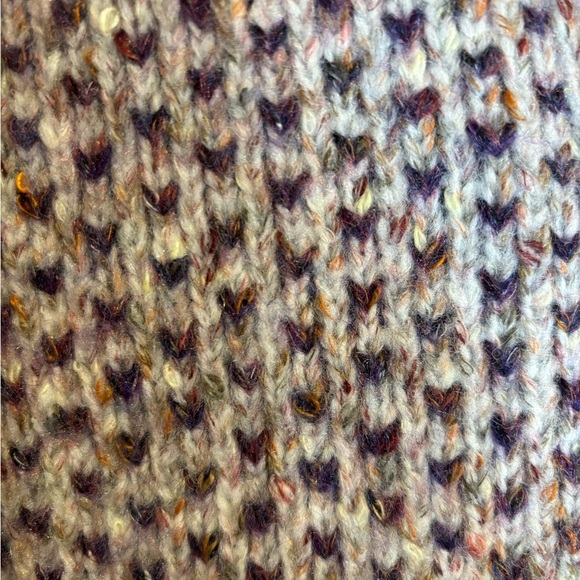 Cece Sweater Women Size XL Purple Cream Blouson Sleeve Jacquard Knit Mock Neck - Picture 3 of 9